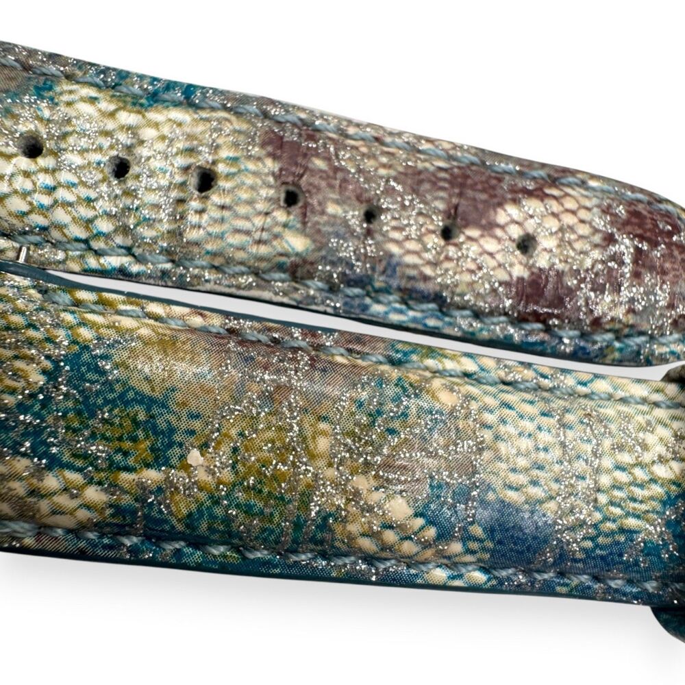 MICHELE 18mm Aqua Haze Metallic Snakeskin Print Genuine Leather Watch Strap Band - Picture 3 of 7